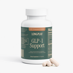 Longplay GLP-1 Support bottle with capsules, a once-daily companion formula