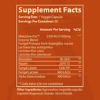 Supplement Facts panel for Longplay Digest listing each enzyme with its activity unit.