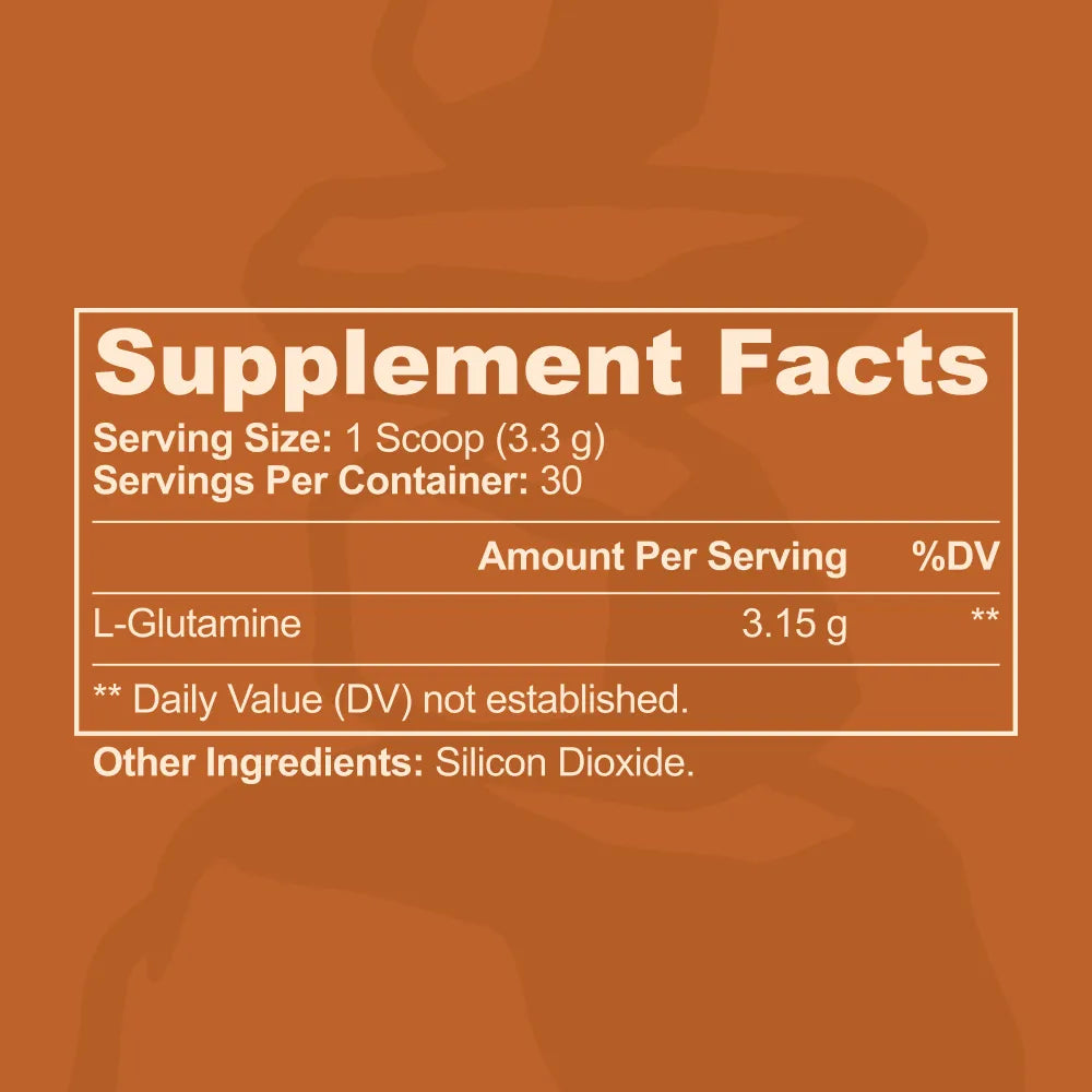 Supplement Facts panel for Longplay Restore L-glutamine powder